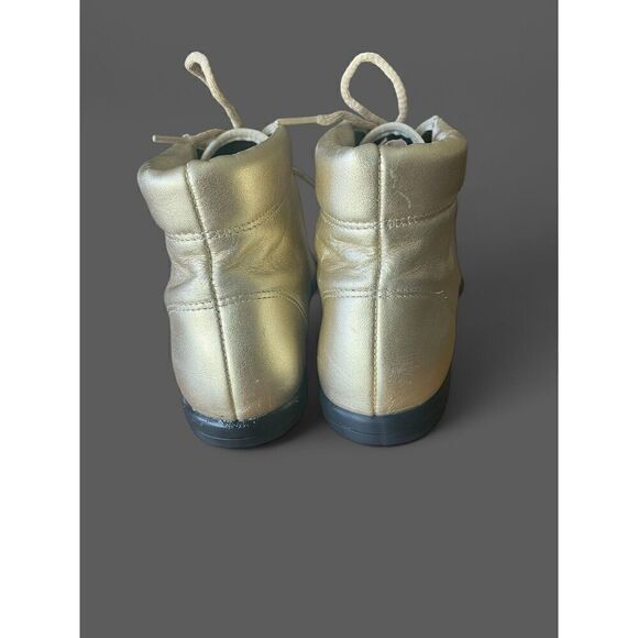 Tic Tac Toe Women’s Vintage Metallic Gold Genuine Leather Booties US 6.5 NWOT - Picture 3 of 9